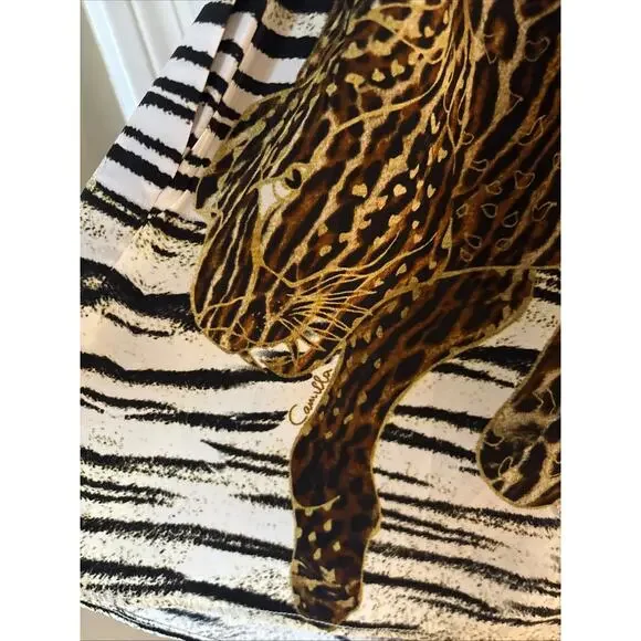 Camilla Womens BLACK WHITE Tiger Silk Romper Multi color sz Med pockets crystals - Picture 9 of 15